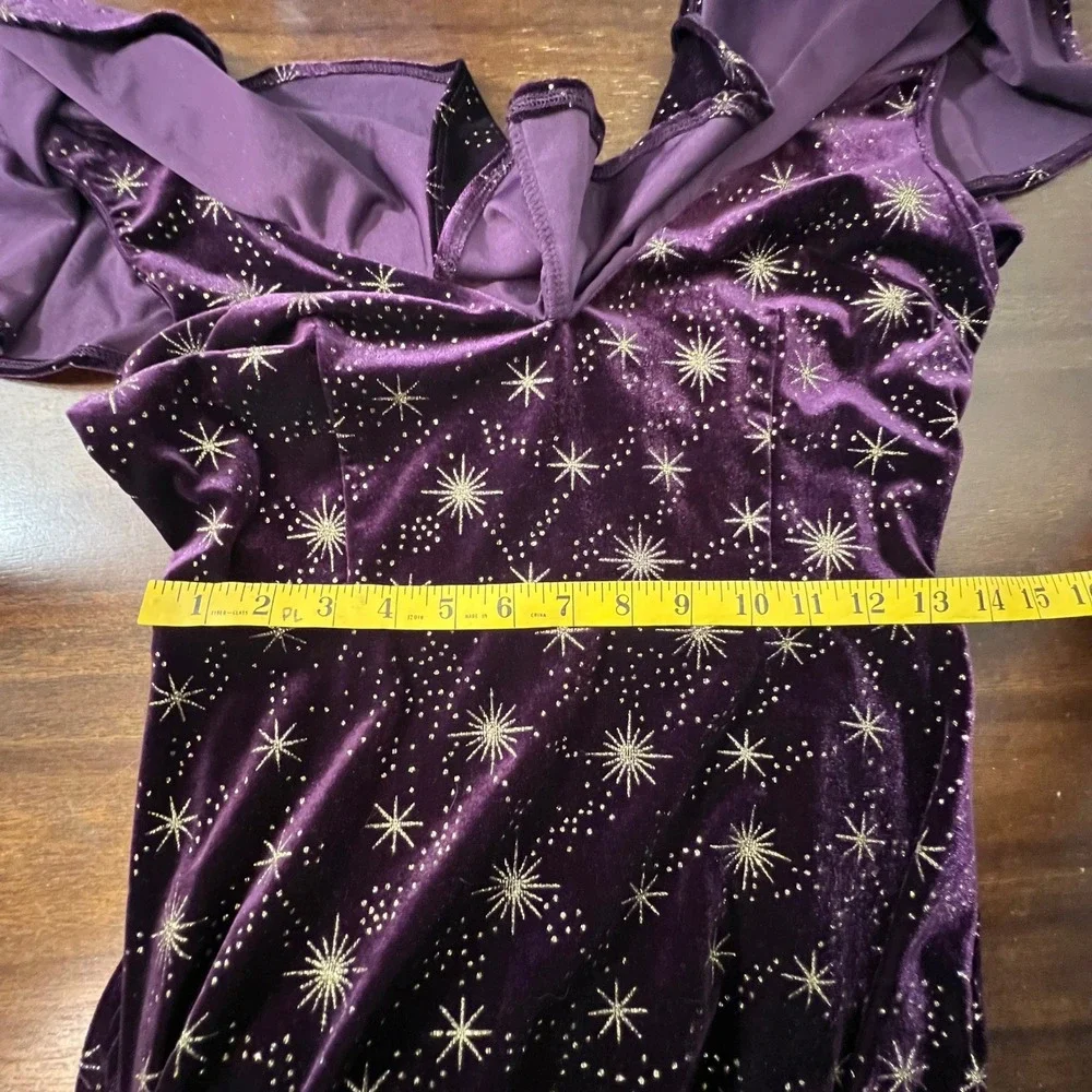 Cider Purple Velvet Celestial Star Maxi Dress Small Whimsigoth Fairy Grunge